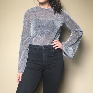 Sparkly Bell-Sleeve Top